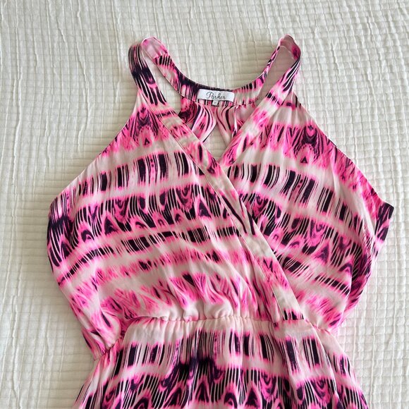 Parker Womens Dress Womens Small Kita Cameo Pop Pink Cosmos Silk Cut Out Mini S - Picture 3 of 10